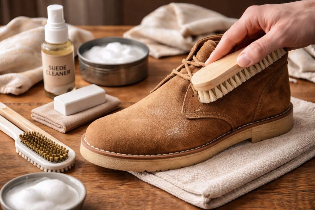 Suède schoenen schoonmaken